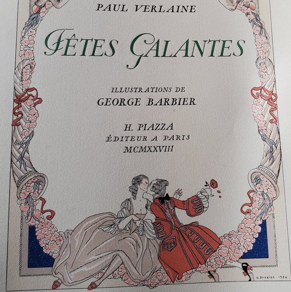 1928 Book Paul Verlaine "Frete Galantes' French Illustrated by George Barbier